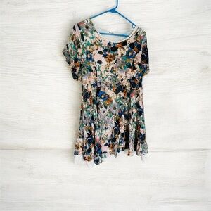 She + Sky Floral Mini Dress in Blue and Green